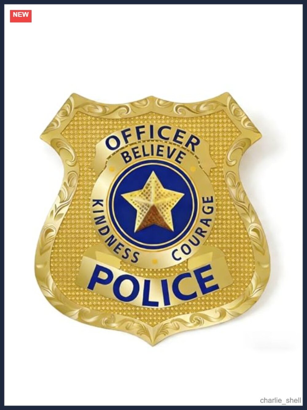 Metal Star Badge Pin Retro Police Costume Accessory Collectible Prop